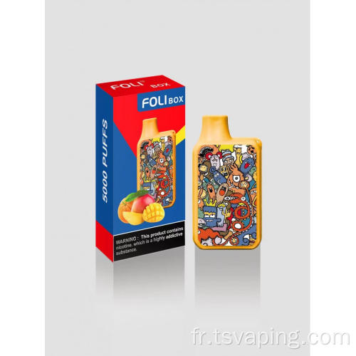 Boîte de foli jetable 5000 bouffées 12ml 1500mAh 1,2 ohm